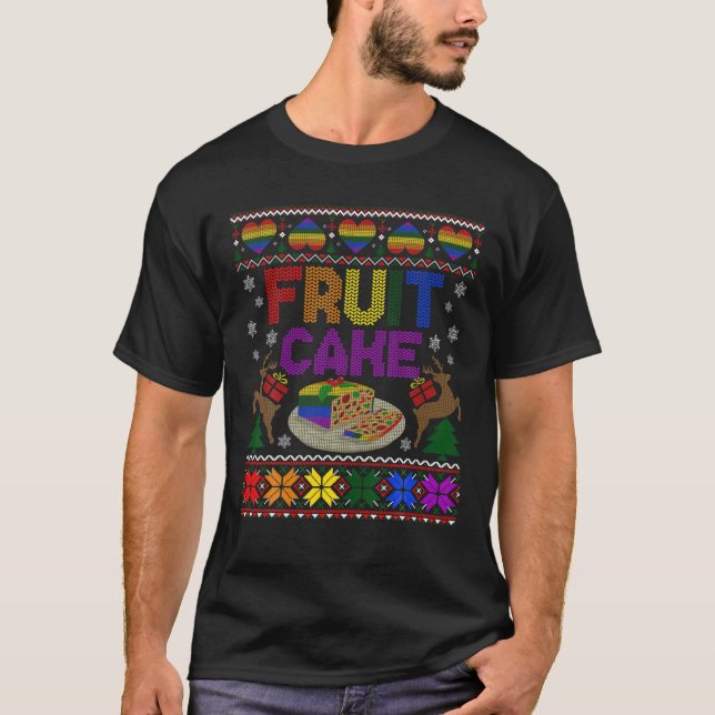 Fruktkummel Funny Gay Ugly God Julsötare LGBT T Shirt (Framsida)