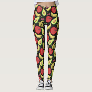 Fruktlöst mönster   Färgfläckig tropisk frukt Leggings