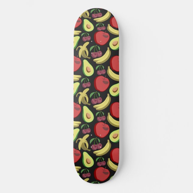 Fruktlöst mönster | Färgfläckig tropisk frukt Mini Skateboard Bräda 18,5 Cm (Framsida)