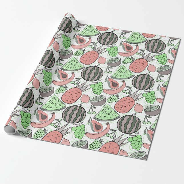 Fruktlöst mönster | Frukt yta mönster 53 Presentpapper (Utrullad)