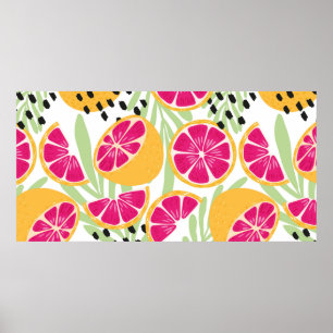 Fruktlöst mönster, grapefrukt med tropiska l poster