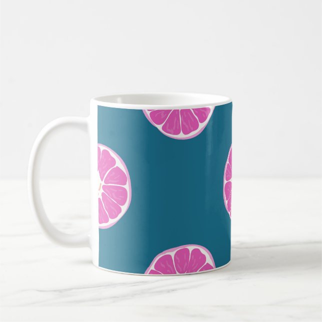Fruktlöst mönster med orange, abstrakt, konst,b kaffemugg (Vänster)