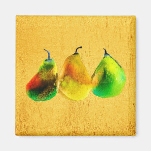 Fruktmagnet Pear Vattencolor grönt Magnet