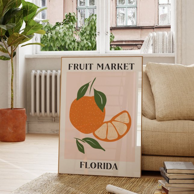 Fruktmarknad Florida Apelsin Mat Poster (In situ Living room)