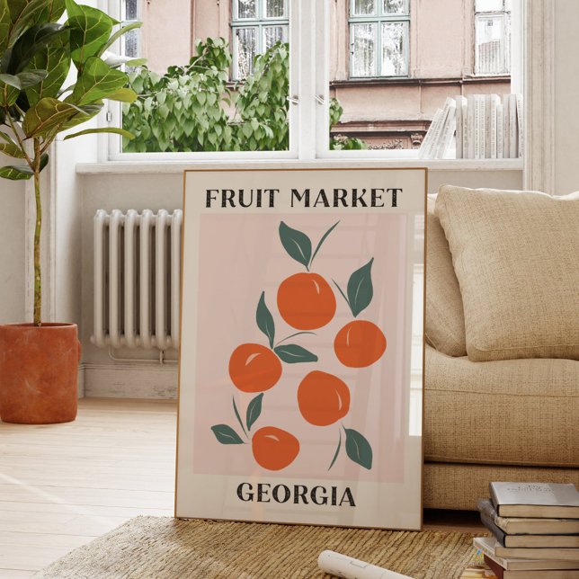 Fruktmarknad Georgia Orange Persika Mat Poster (In situ Living room)