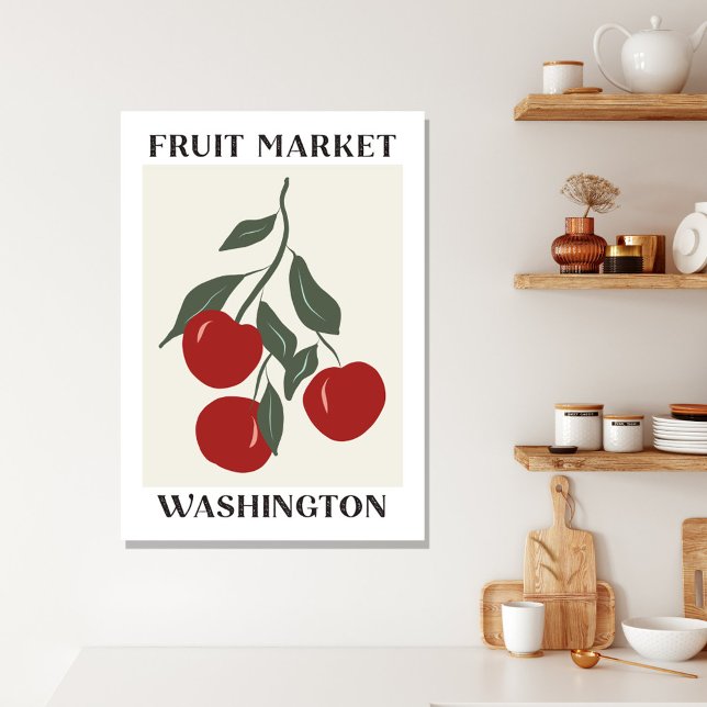 Fruktmarknad Washington Röda Äpplen Mat Canvastryck (In situ boho interior)
