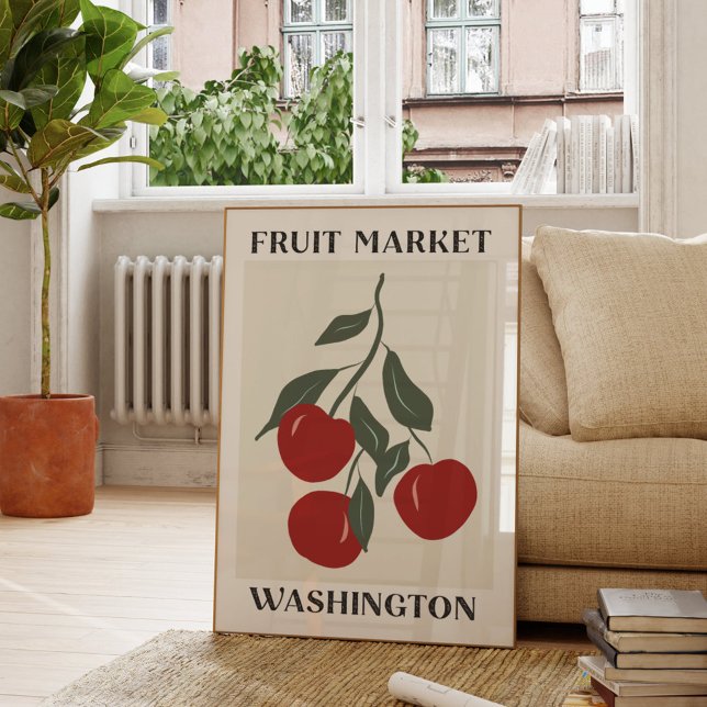Fruktmarknad Washington Röda Äpplen Mat Poster (In situ Living room)
