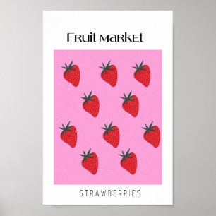 Fruktmarknaden Jordgubbar Poster