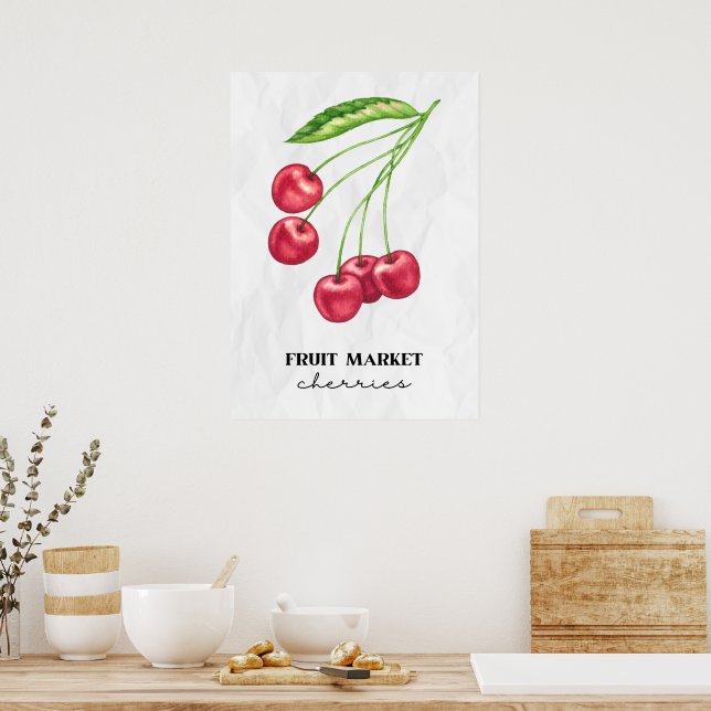 Fruktmarknaden - körsbär poster (Kök)