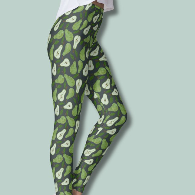 Fruktmönster från päronträdgård leggings (Green Pear Orchard Fruit pattern leggings)