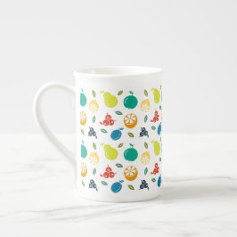 Fruktmönster, Plommon, Apelsin, Citron, Päron, Äpp Benporslin Mugg