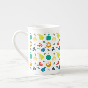 Fruktmönster, Plommon, Apelsin, Citron, Päron, Äpp Benporslin Mugg