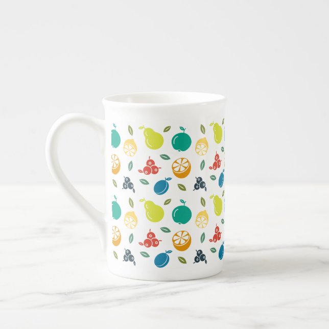 Fruktmönster, Plommon, Apelsin, Citron, Päron, Äpp Benporslin Mugg (Vänster)