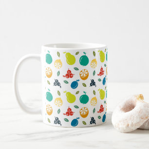 Fruktmönster, Plommon, Apelsin, Citron, Päron, Äpp Kaffemugg