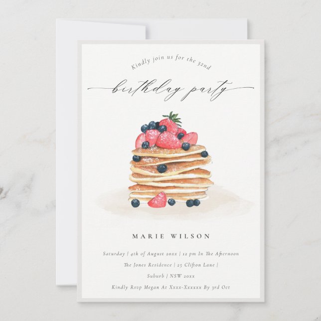 Fruktpancake Watercolor: alla åldrar Födelsedag In Tack Kort (Framsida)