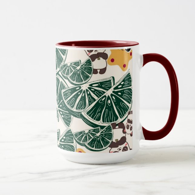 Fruktpanda Mugg - Vitaktig naturdesign (Höger)