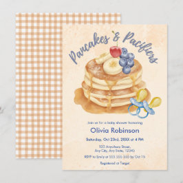Fruktpannkakor & Napp Gingham-barnkalas Inbjudningar