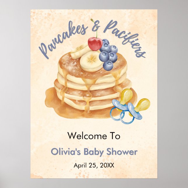 Fruktpannkakor & Nappflaskor Baby Shower Välkommen Poster (Framsidan)