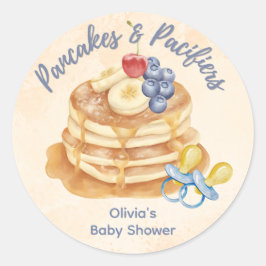 Fruktpannkakor & Nappflaskor Rutig Baby Shower Runt Klistermärke