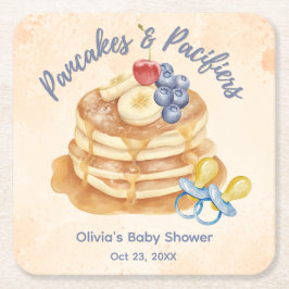 Fruktpannkakor & Nappflaskor Rutig Baby Shower Underlägg Papper Kvadrat