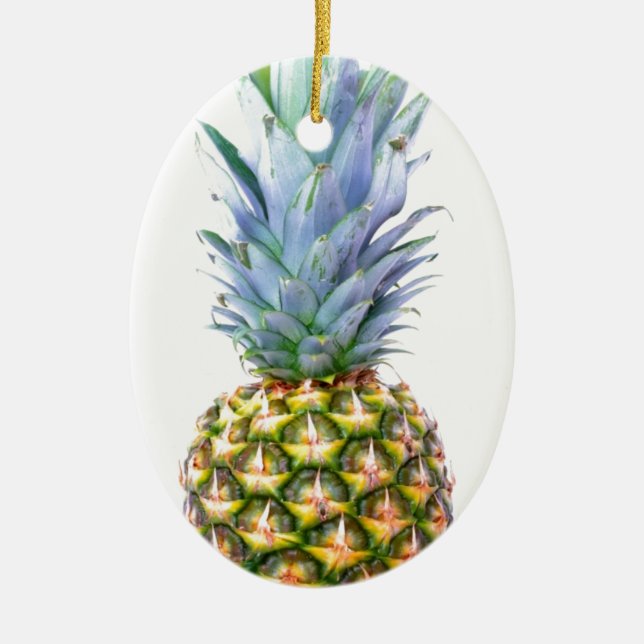 Fruktpersikor av ananas-saft, färglösa, tropiska julgransprydnad keramik (Framsidan)
