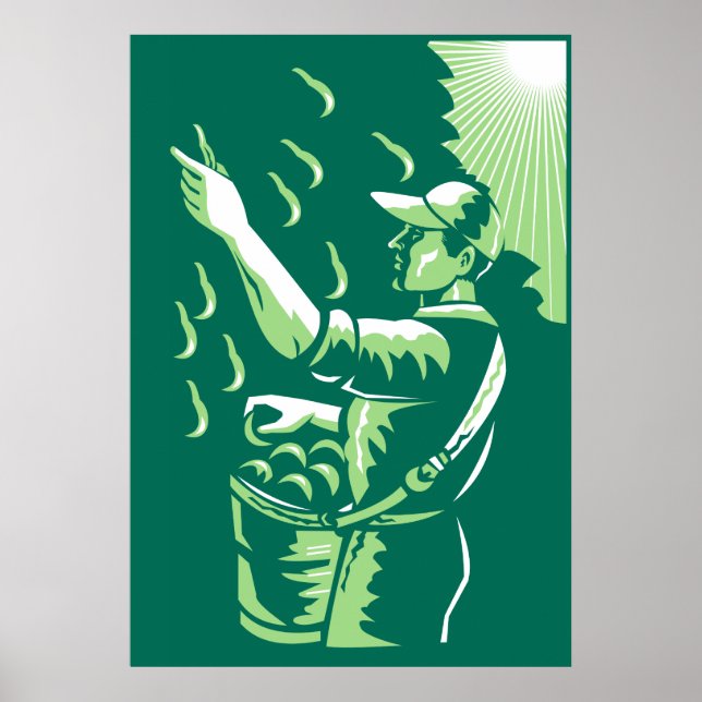 Fruktplockare för jordbruksarbetare poster (Framsidan)