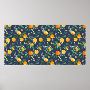 Fruktprodukter med tropiska löv och blommor på ora poster