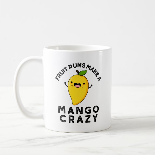 Fruktpuns gör en Mango Crazy Funny Food Pun Kaffemugg (Vänster)