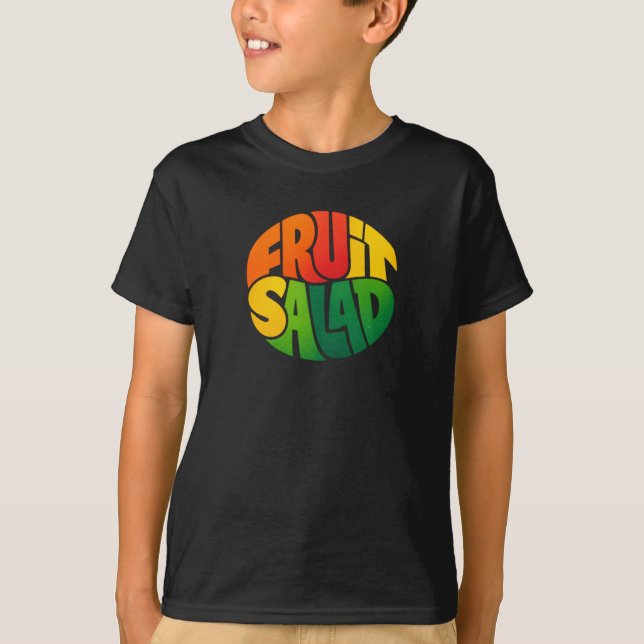 FRUKTSALAD – Djärv Cirkulär Typografi Design T Shirt (Framsida)