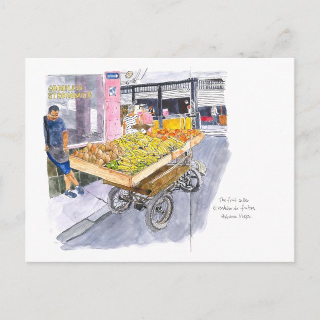 Fruktsäljare i Old Havana, Kuba Vykort (Framsida)