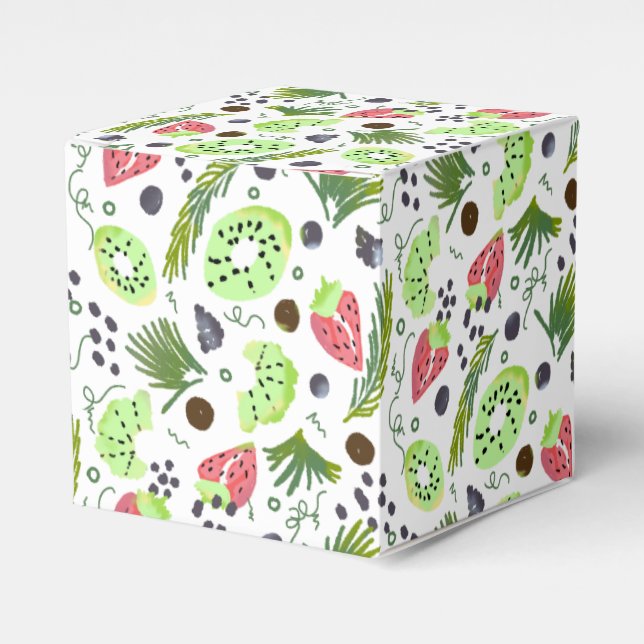 Fruktsallad Kiwi Jordgubbar Druva Grönska Godis Presentaskar (Framsidan Sidan)