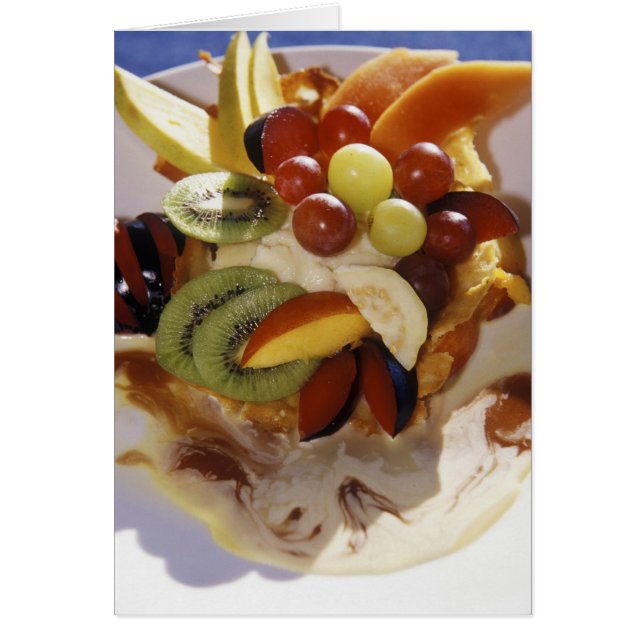 Fruktsallad med glass. hälsningskort (Framsidan)