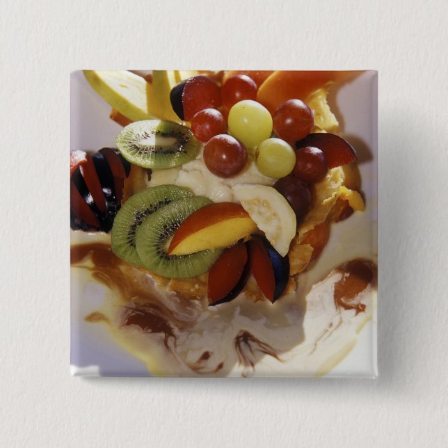 Fruktsallad med glass. knapp (Framsida)