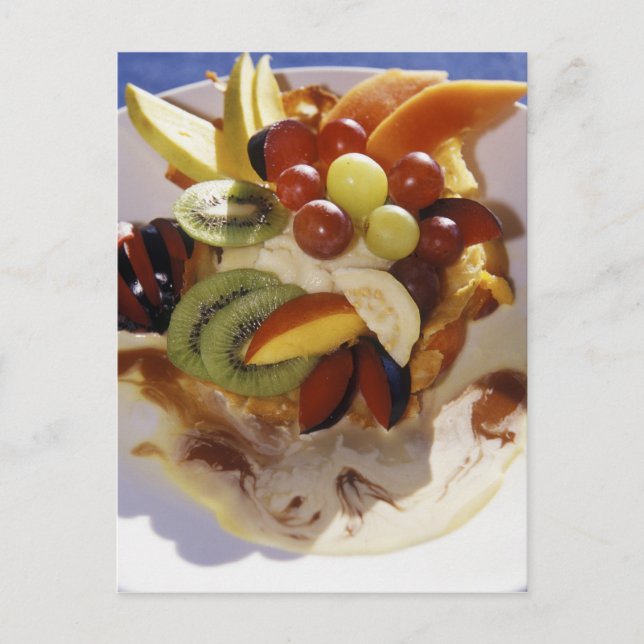 Fruktsallad med glass. vykort (Framsida)