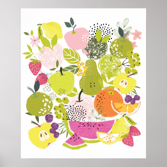 Fruktsallad; sommarfrukthärdar poster (Framsidan)