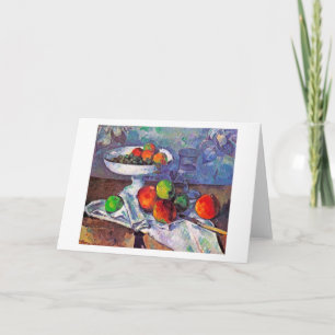 Fruktskål, glas och äpplen, Cezanne Kort