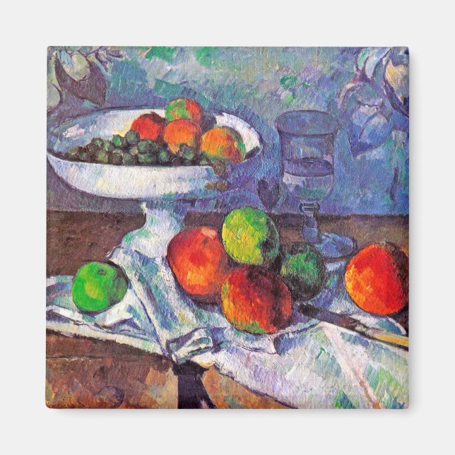 Fruktskål, glas och äpplen, Cezanne Magnet (Framsidan)
