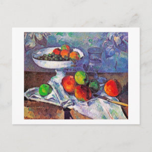 Fruktskål, glas och äpplen, Cezanne Vykort