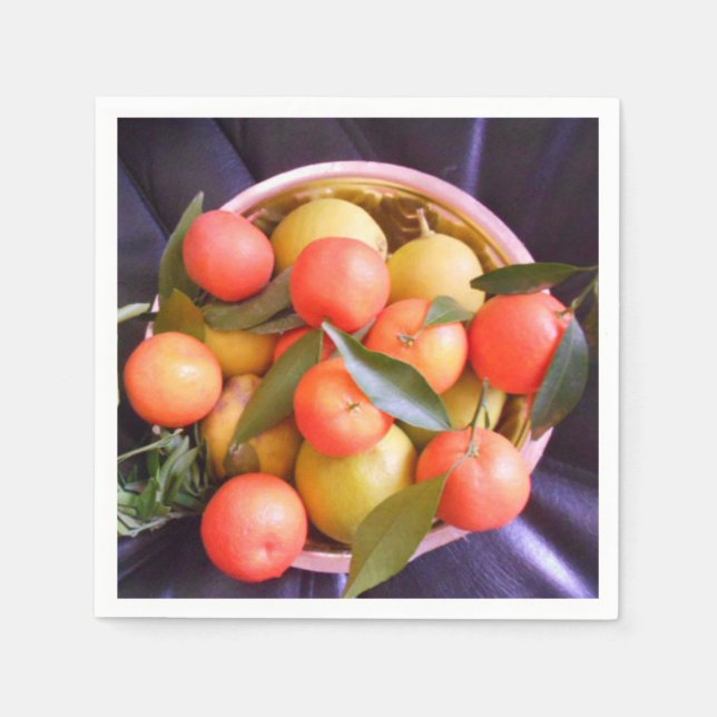 Fruktskålen orange bild original pappersservett (Framsidan)