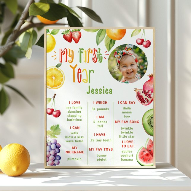 Fruktsommar 1:a födelsedag, fotomilstolpe poster (Skapare uppladdad)