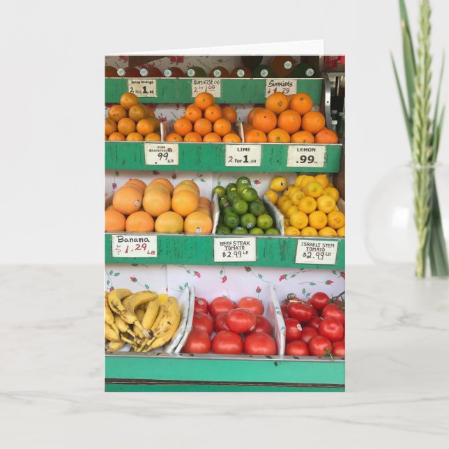 Fruktställ, Columbus Avenue, New York City, NYC Kort (Framsida)