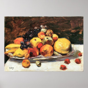Fruktstilleben på en vitfilt vid Lesser Ury Poster
