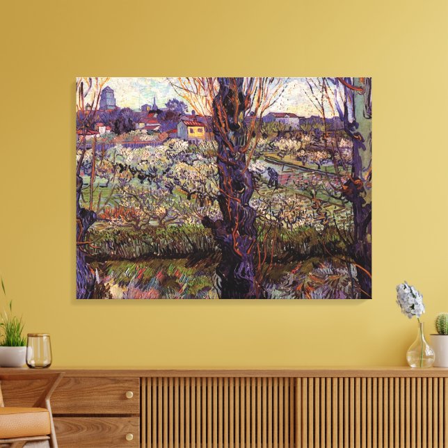 Fruktträdgård i blom, Arles av Vincent van Gogh Canvastryck (Insitu (Vardagsrum))