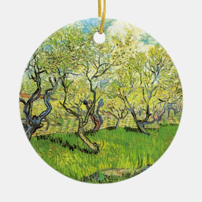 Fruktträdgård i blom by Vincent van Gogh Julgransprydnad Keramik (Framsidan)