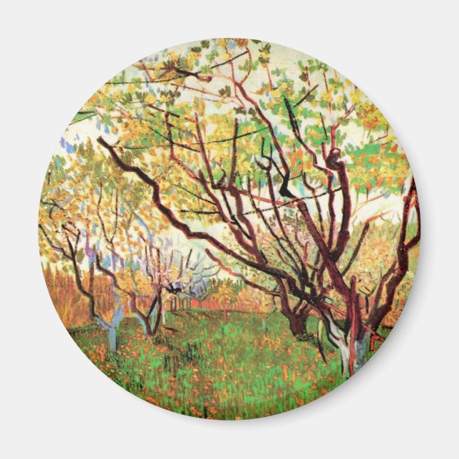 Fruktträdgård i blom by Vincent van Gogh Magnet (Framsidan)