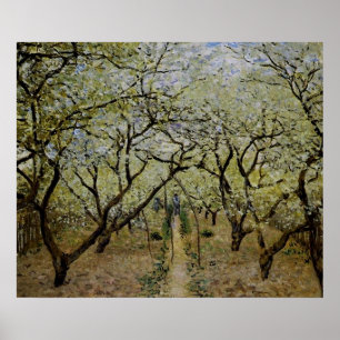 Fruktträdgård i blom vid Claude Monet - Poster