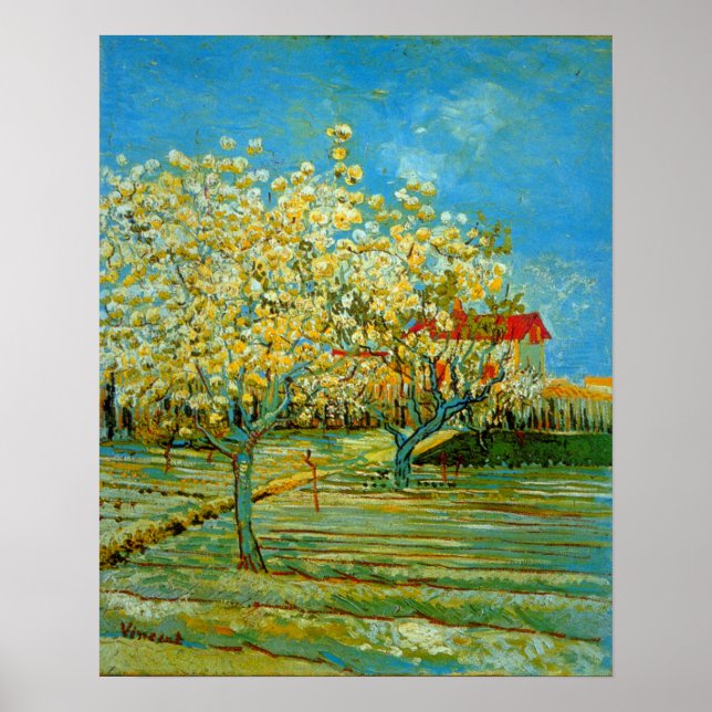 Fruktträdgård i blomning av Vincent van Gogh Affis Poster (Framsidan)