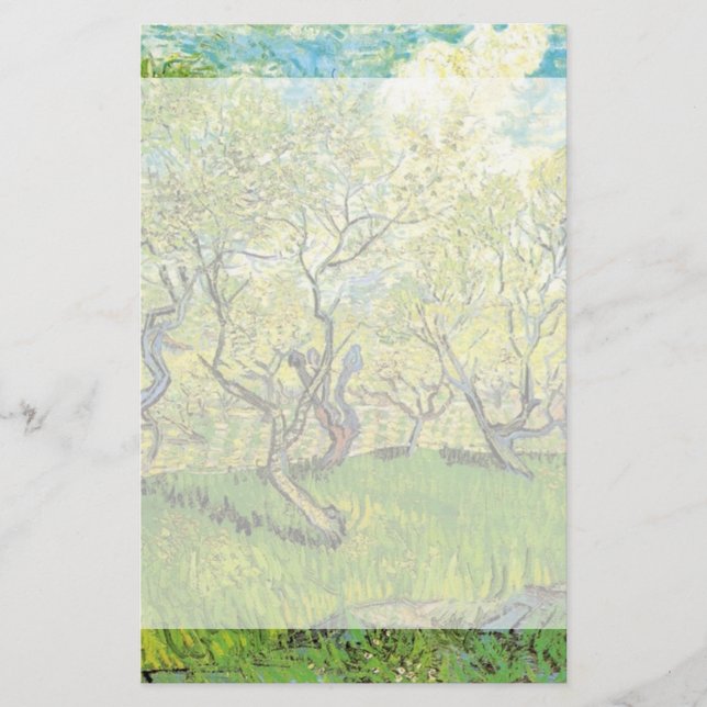 Fruktträdgård i blomning av Vincent van Gogh. Brevpapper (Framsida)