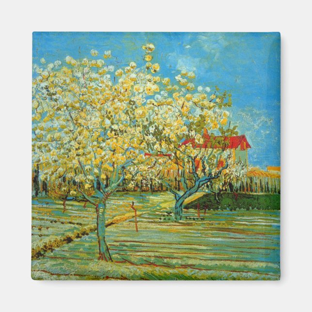 Fruktträdgård i blomning av Vincent van Gogh Magnet (Framsidan)