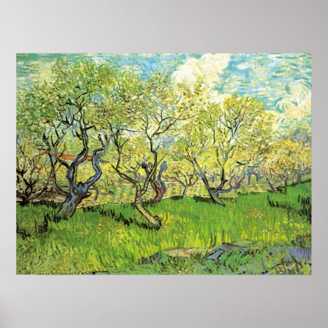 Fruktträdgård i blomning av Vincent van Gogh Poster (Framsidan)